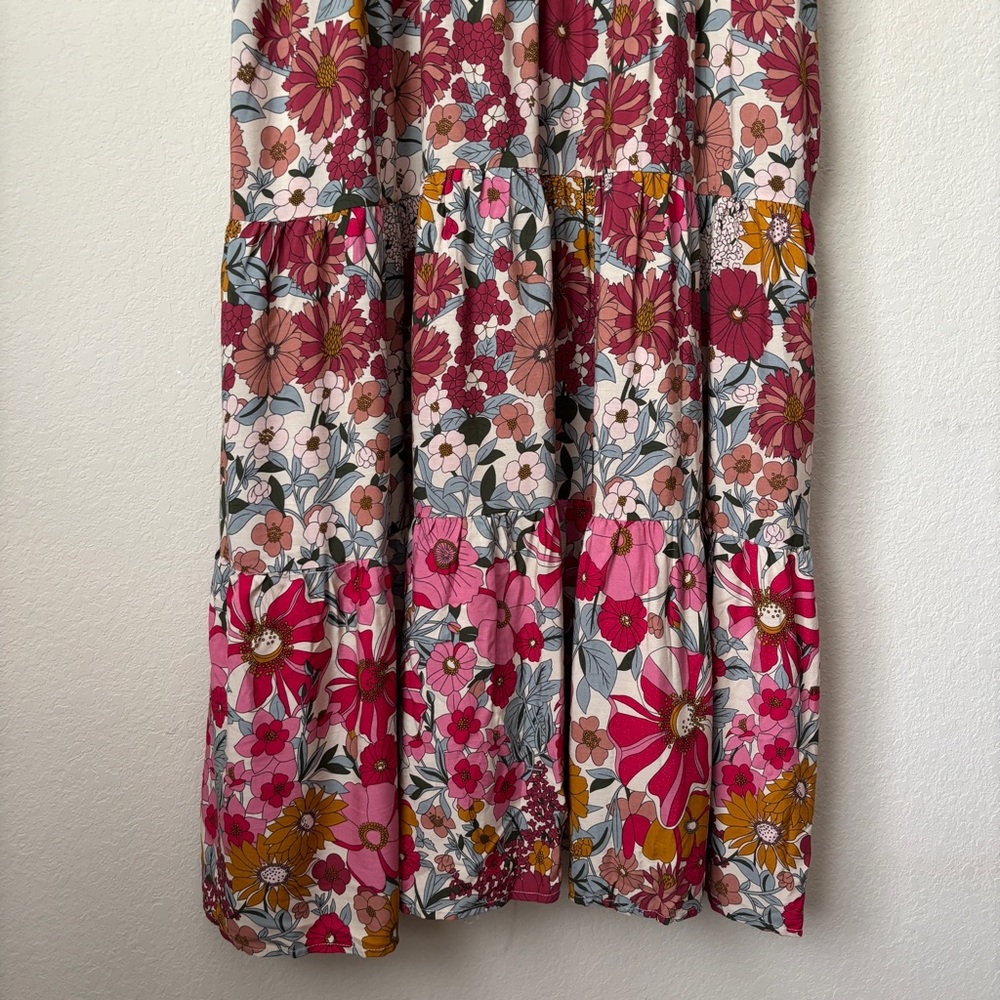 Natural Life XL Rebecca Boho Vintage Floral Tiered Midi Dress NEW - Picture 11 of 14